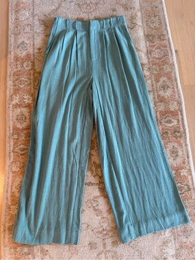Z Supply Teal Wide-Leg Cropped Pants